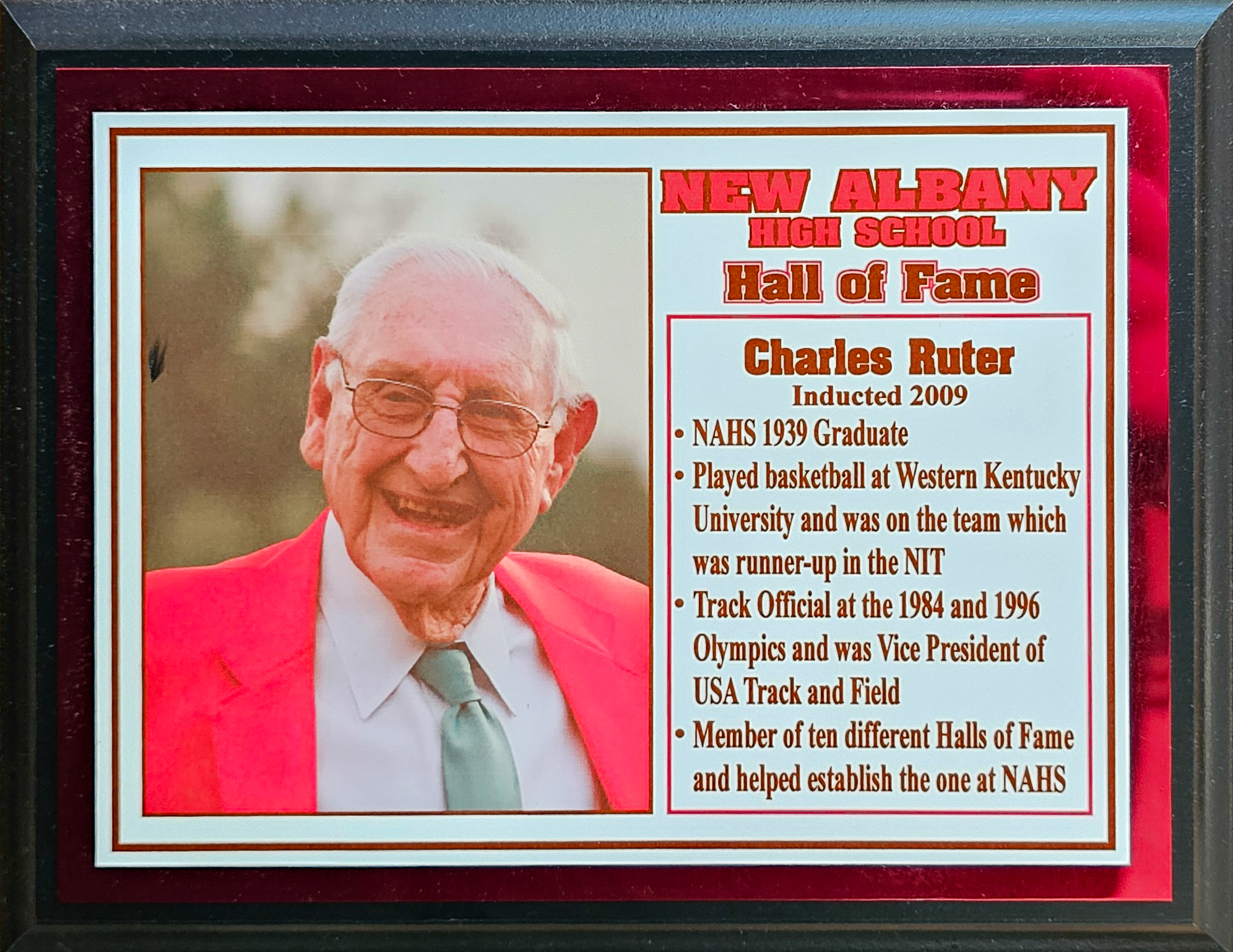 Charles Ruter NAHS Plaque