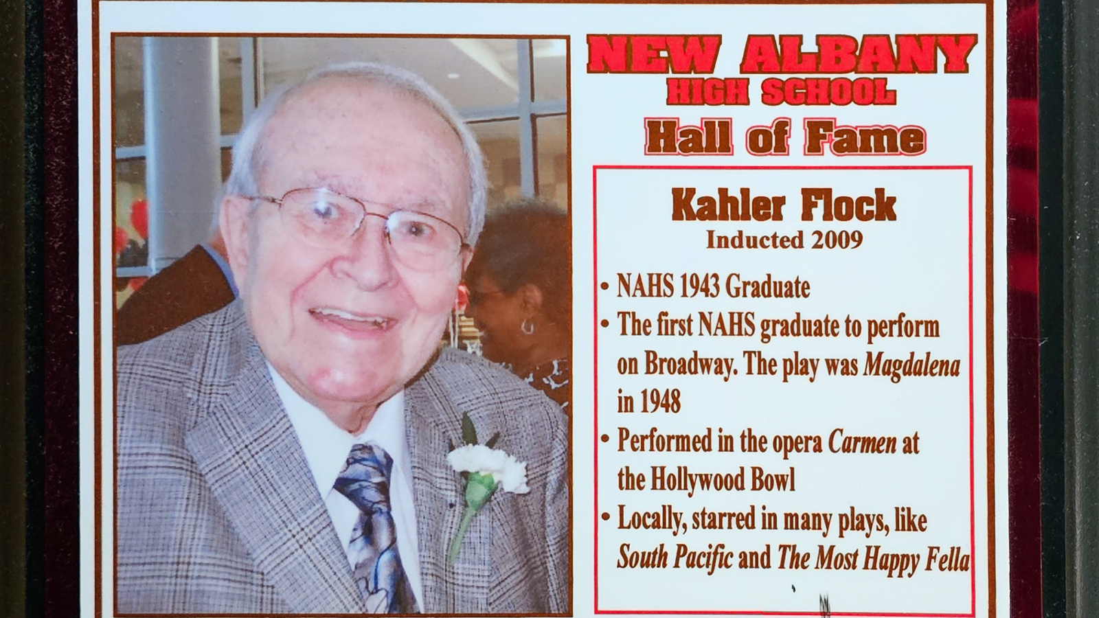 Kahler Flock NAHS Plaque
