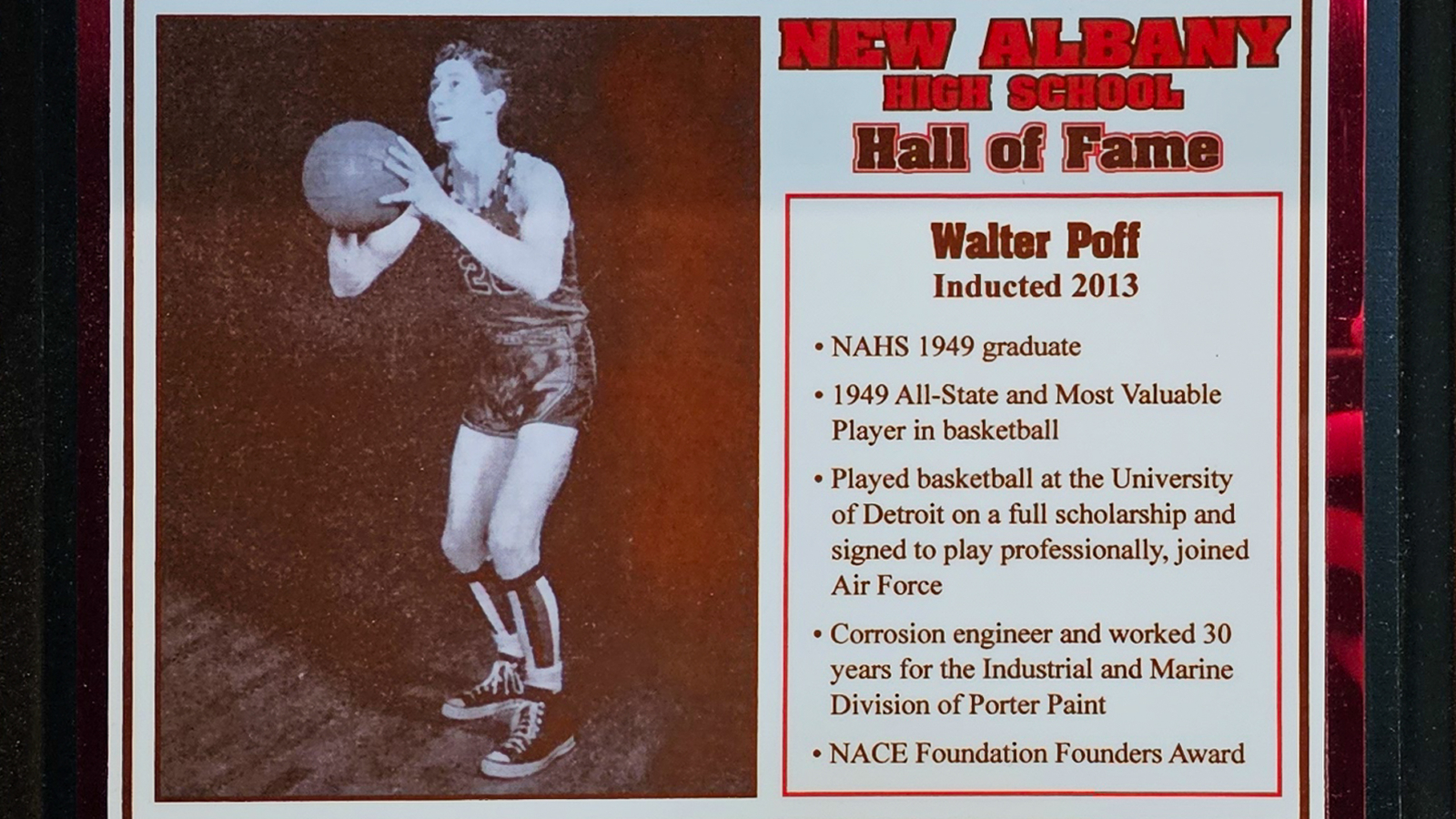Waler Poff NAHS Plaque
