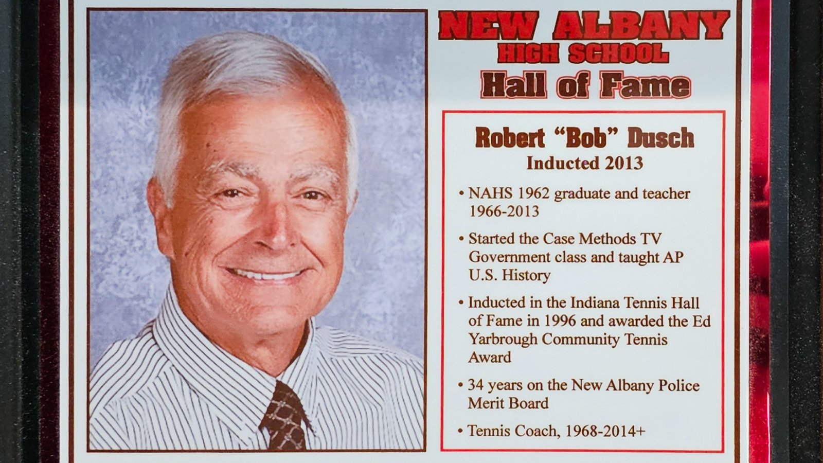 Robert "Bob" Dusch NAHS Plaque