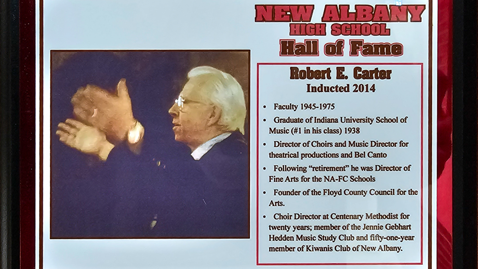 Robert E. Carter NAHS Plaque