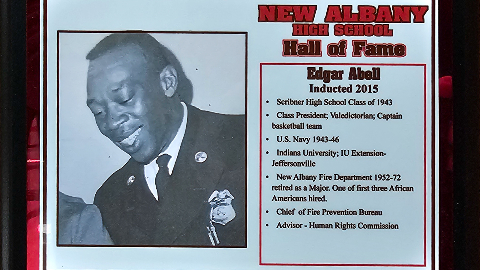 Edgar Abell NAHS Plaque