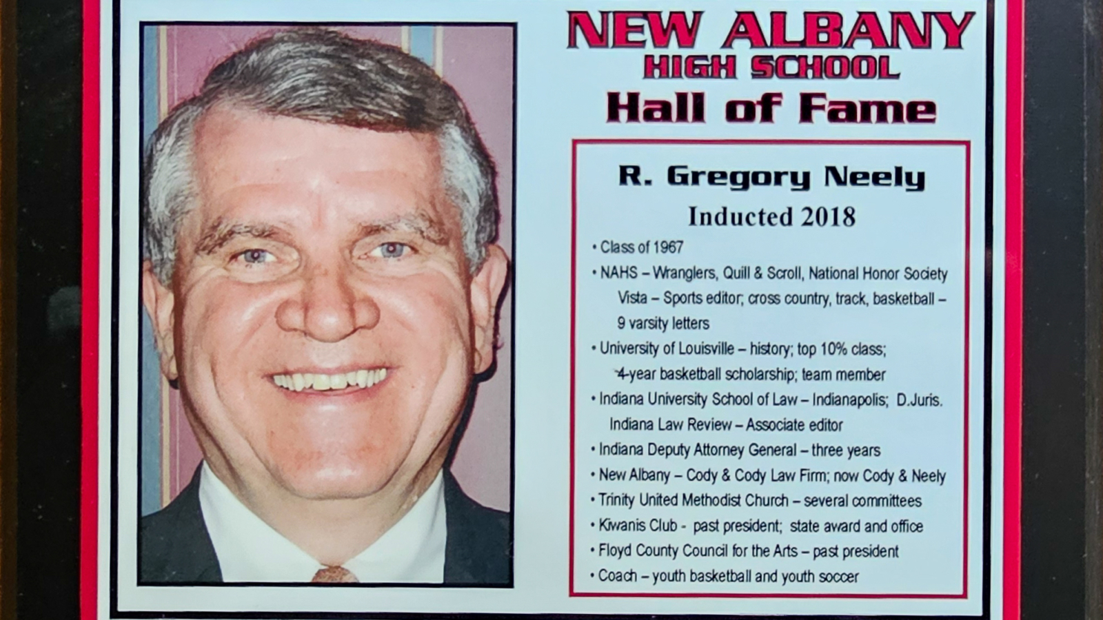 R. Gregory Neely NAHS Plaque