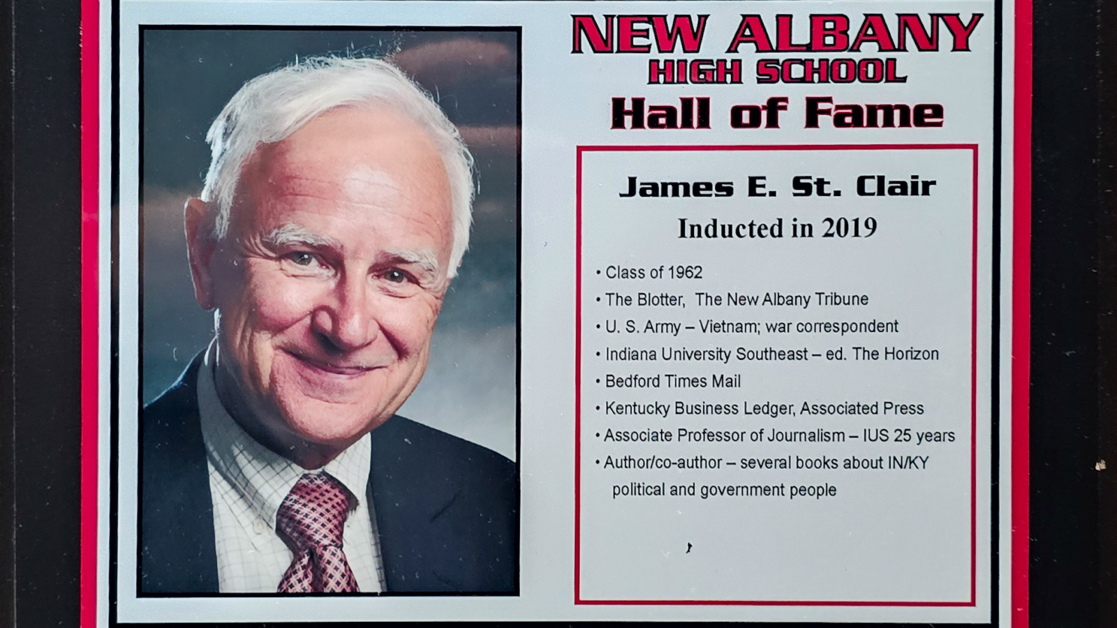 James E. St. Clair NAHS Plaque