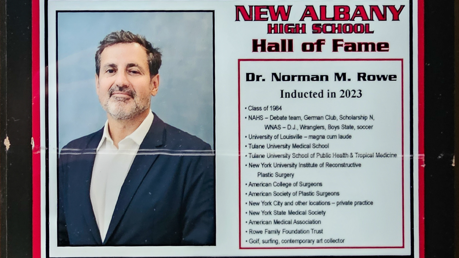 Dr. Norman M. Rowe NAHS Plaque