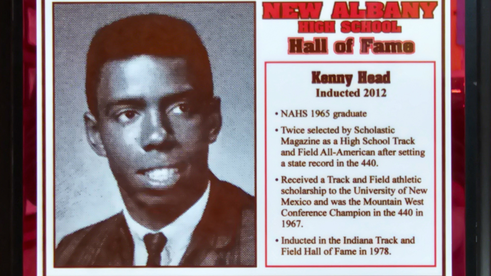 Kenny Head NAHS Plaque