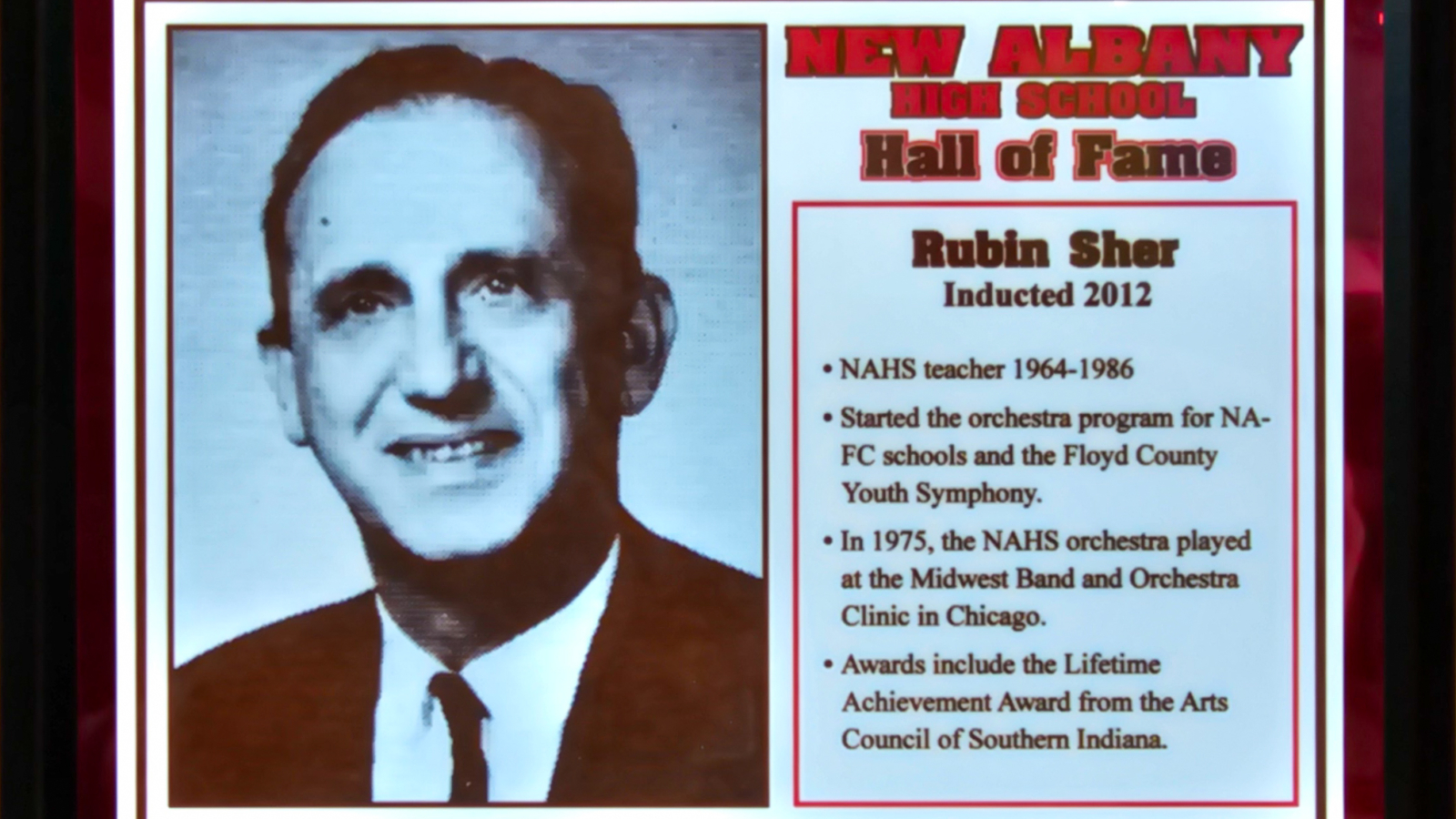 Rubin Sher NAHS Plaque
