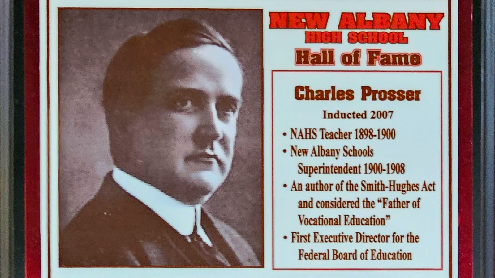 Charles Prosser NAHS Plaque