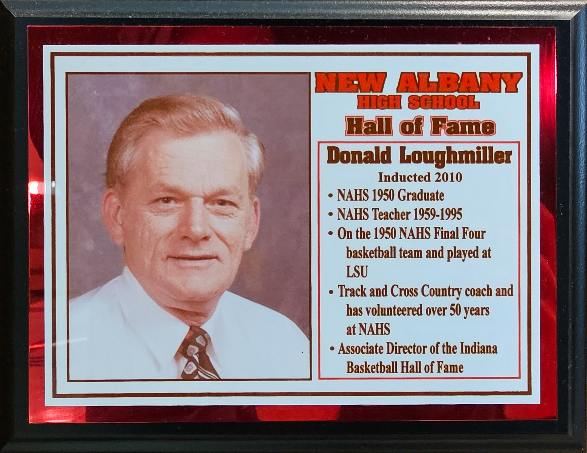 Donald Loughmiller NAHS Plaque