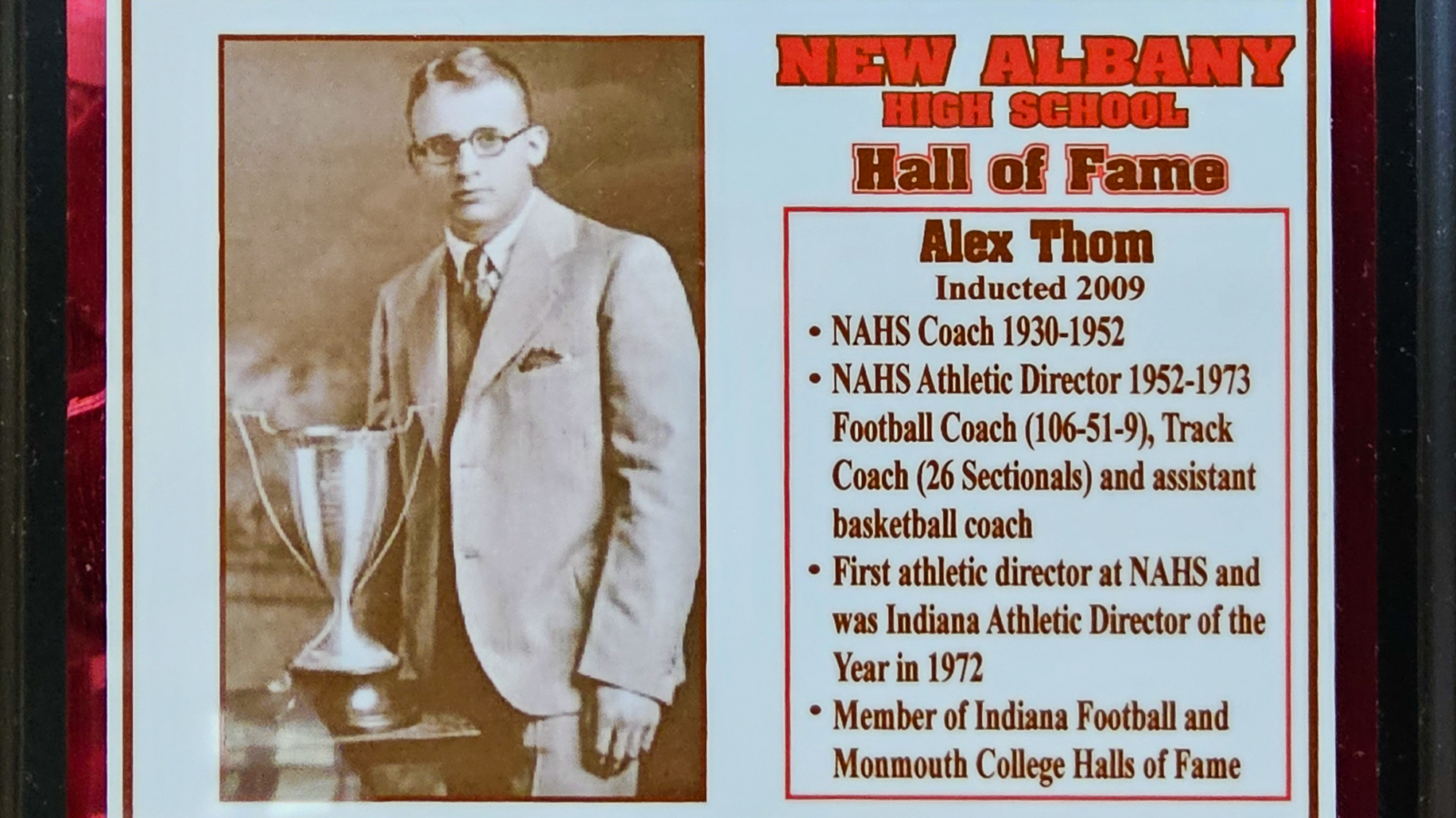 Alex Thom NAHS Plaque
