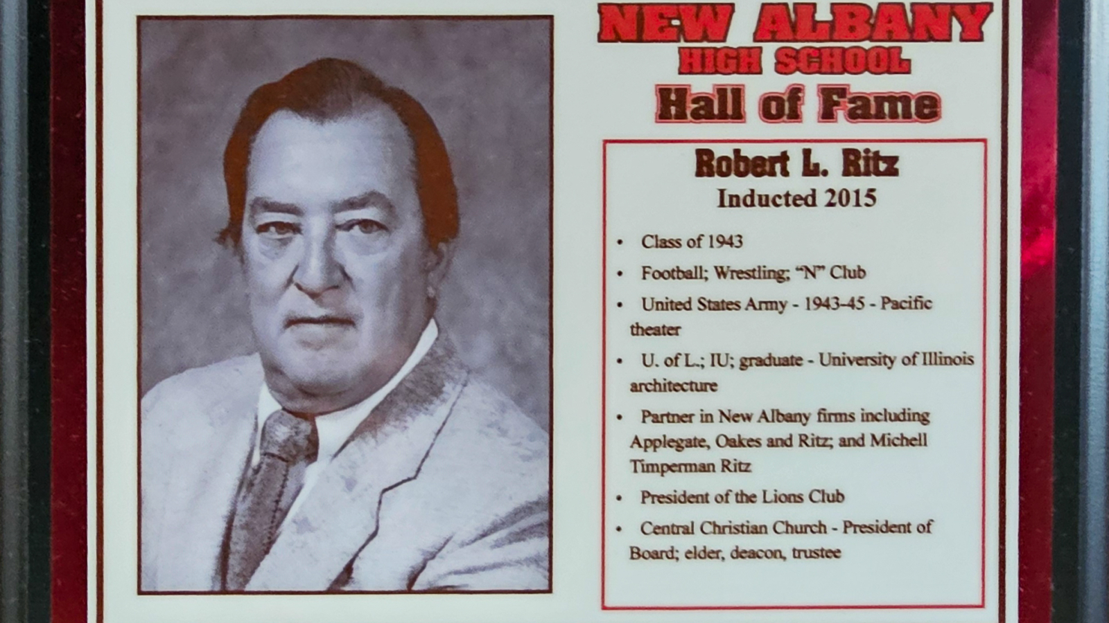 Robert L. Ritz NAHS Plaque