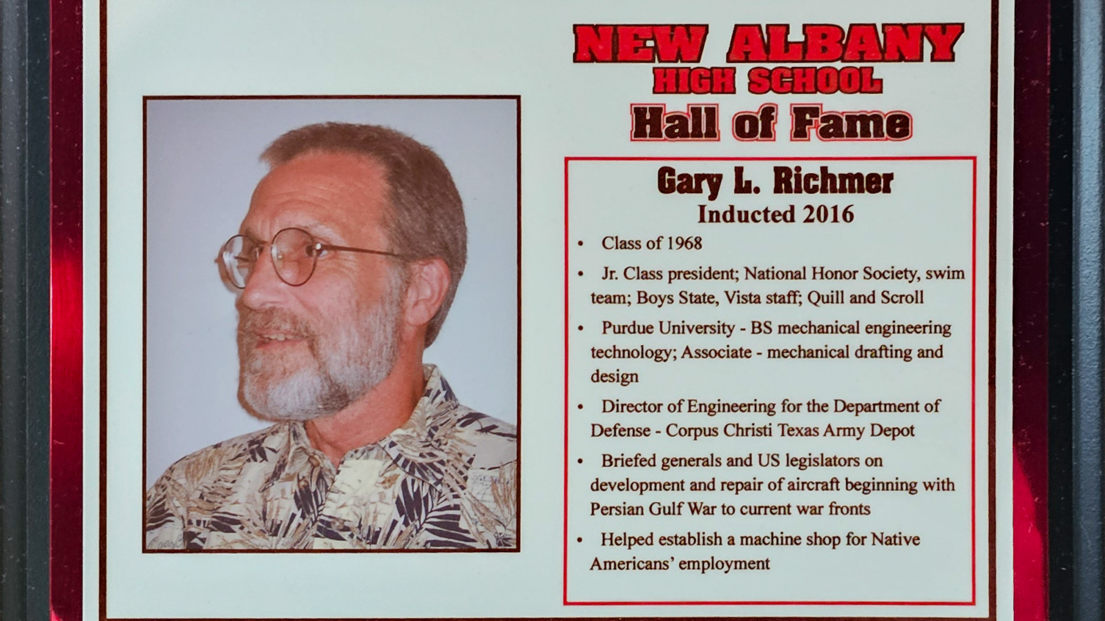 Gary L. Richmer NAHS Plaque