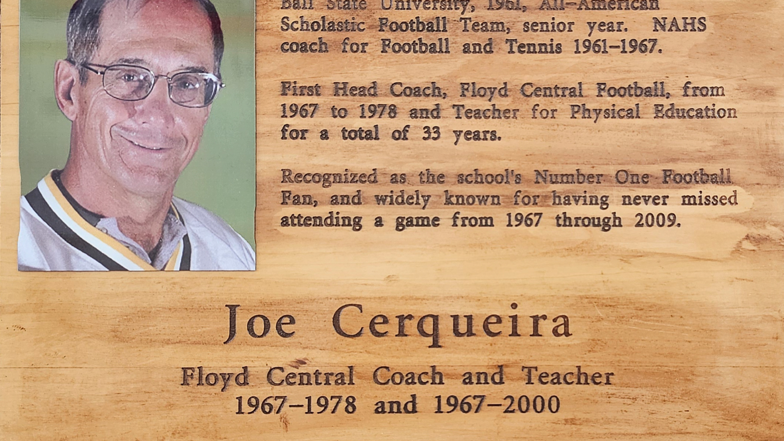 Joe Cerqueira FCHS Plaque 2010