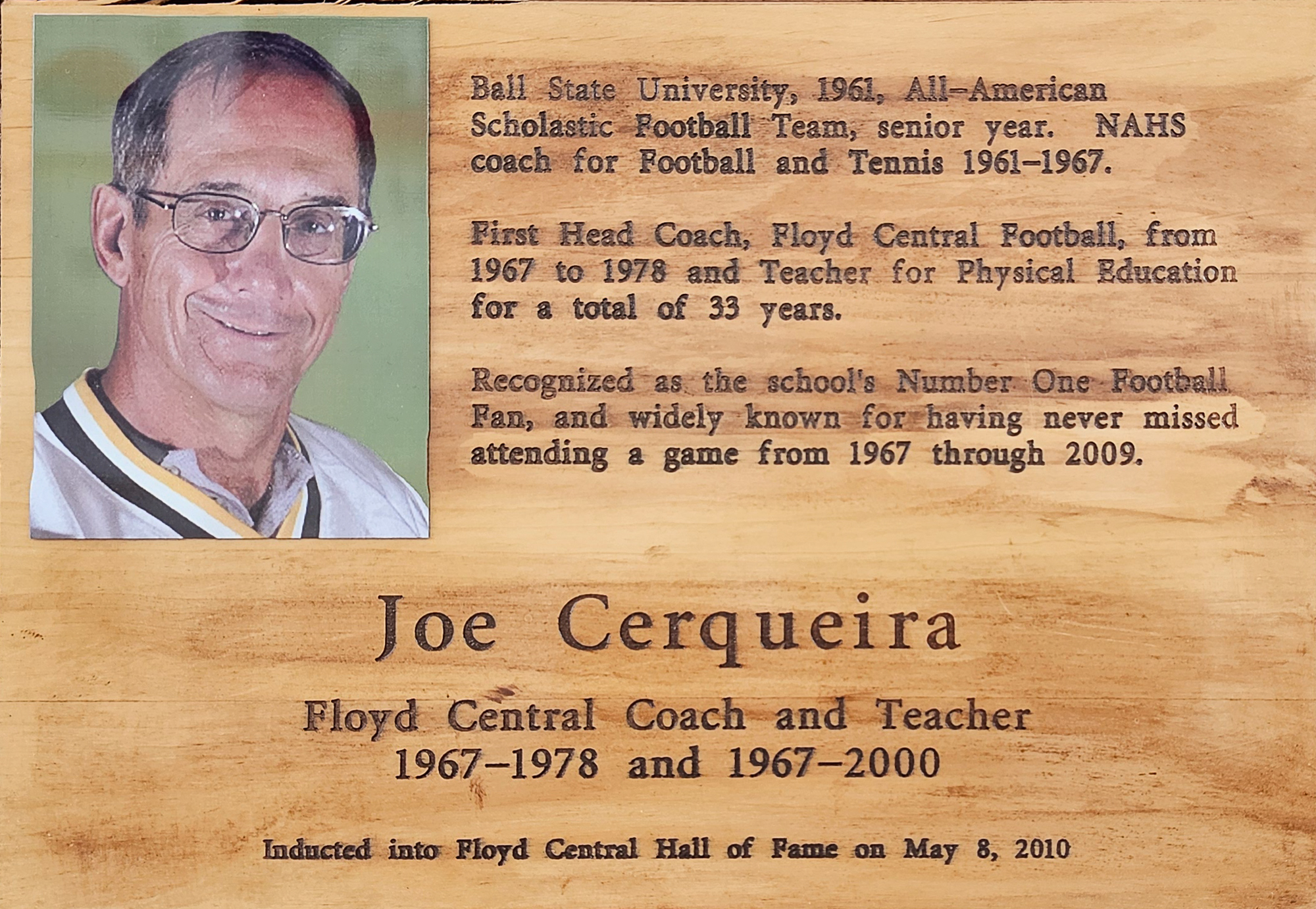 Joe Cerqueira FCHS Plaque 2010