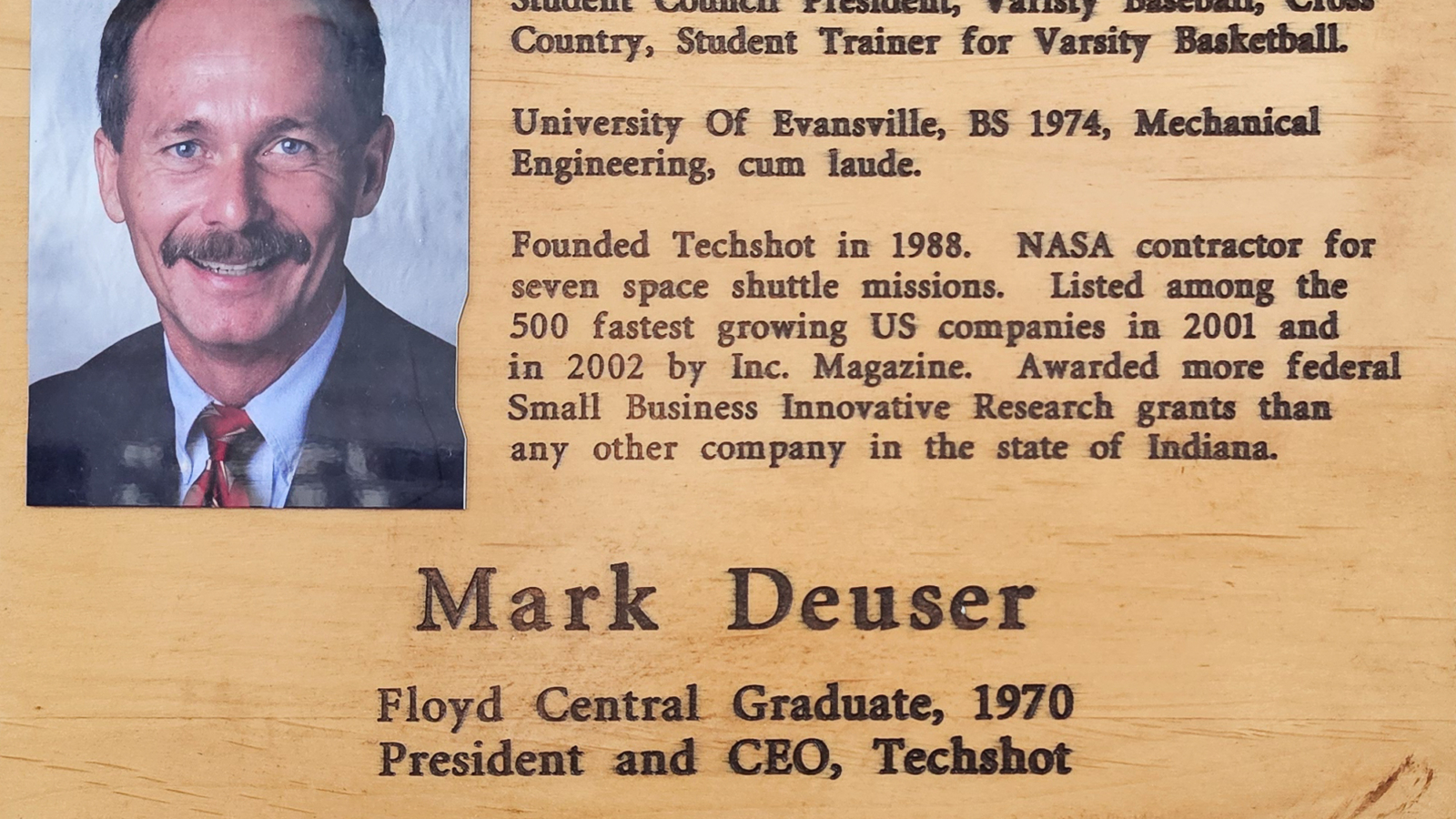 Mark Deuser FCHS Plaque 2010