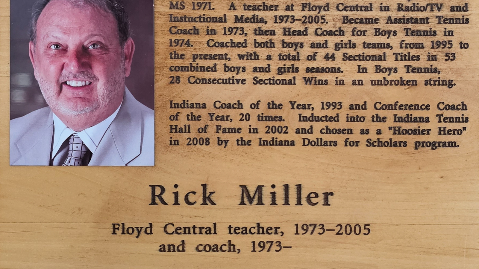 Rick Miller FCHS Plaque 2011