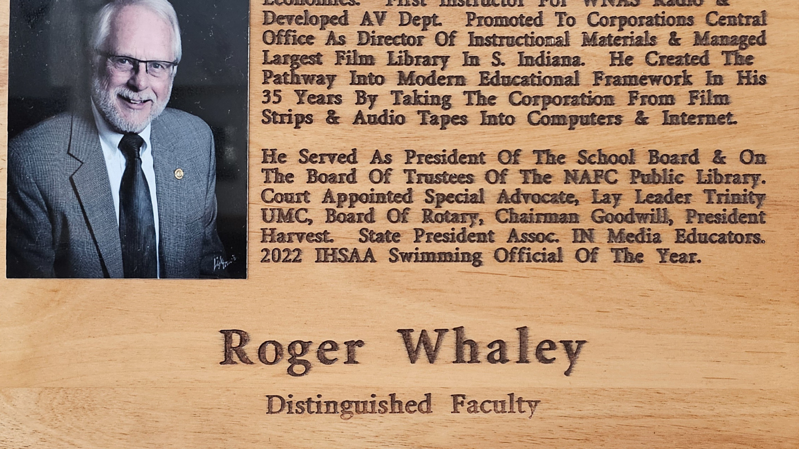 Roger Whaley FCHS Plaque 2022