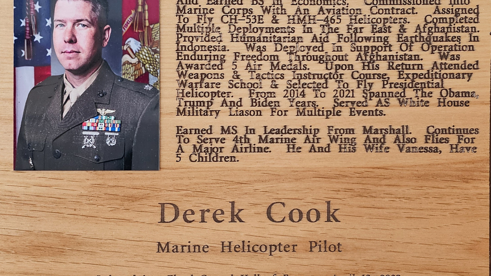 Derek Cook FCHS Plaque 2023