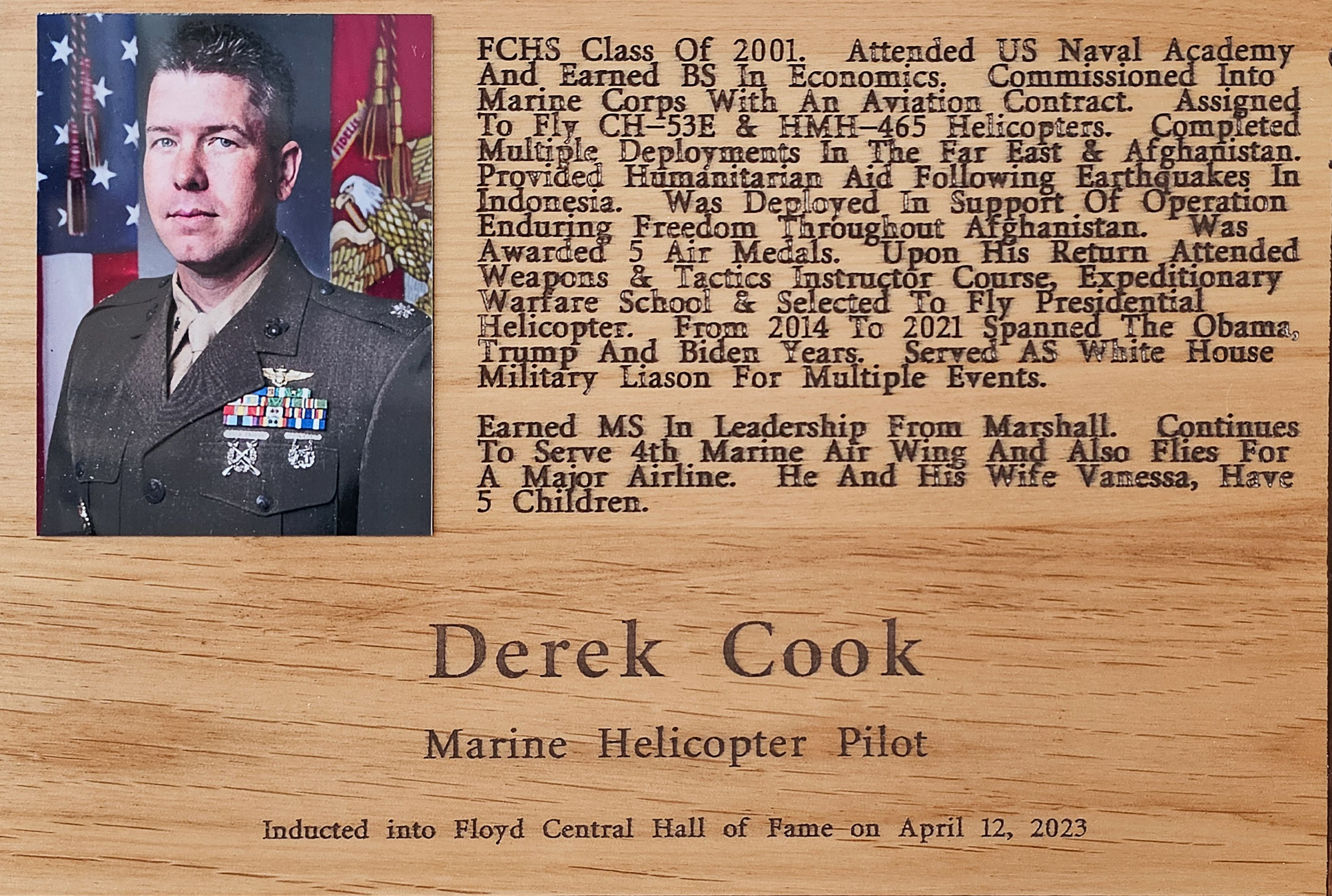 Derek Cook FCHS Plaque 2023