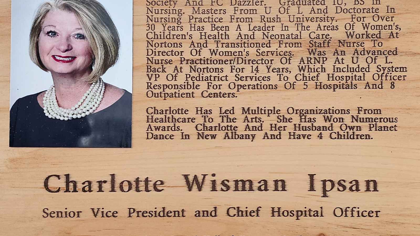 Charlotte Wisman Ipsan FCHS Plaque 2023