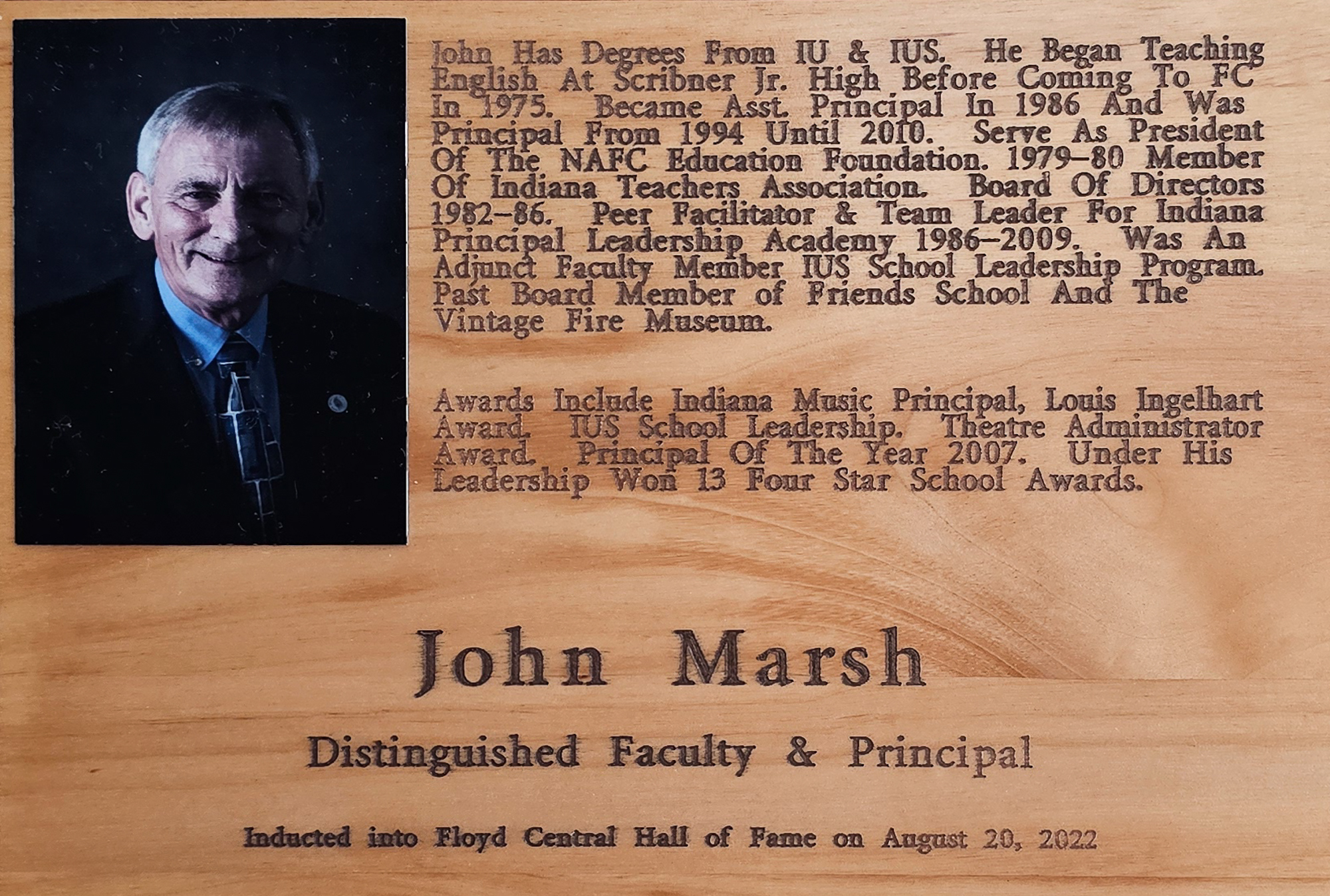 John Marsh FCHS Plaque 2022