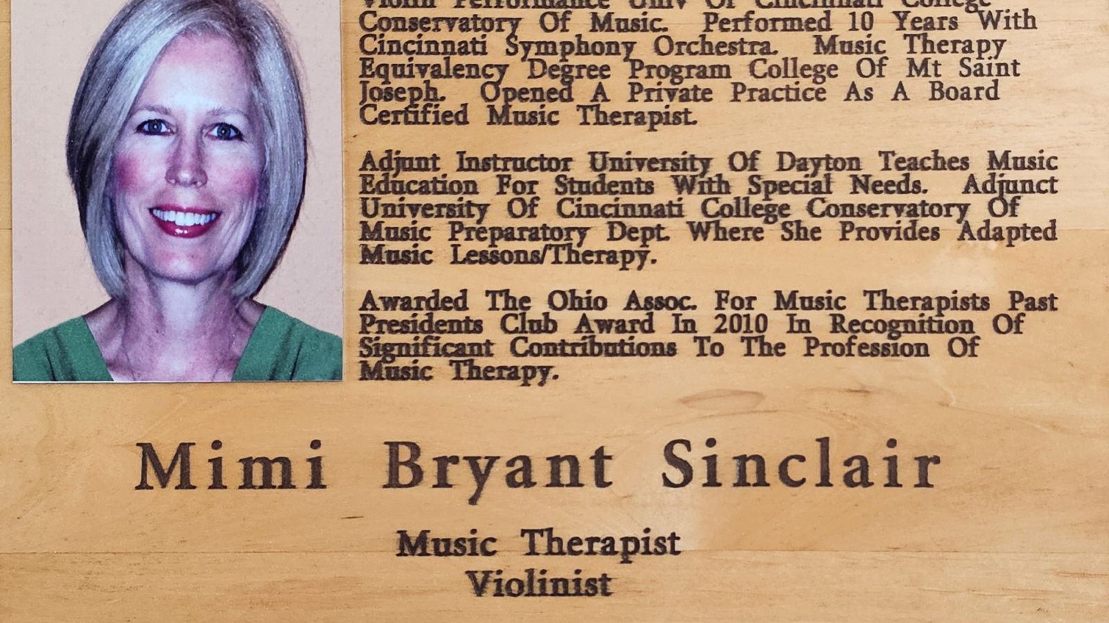 Mimi Bryant Sinclair FCHS Plaque 2015