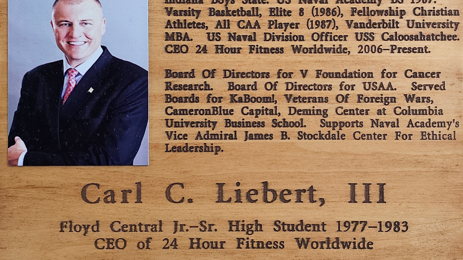 Carl C. Liebert, III FCHS Plaque 2012