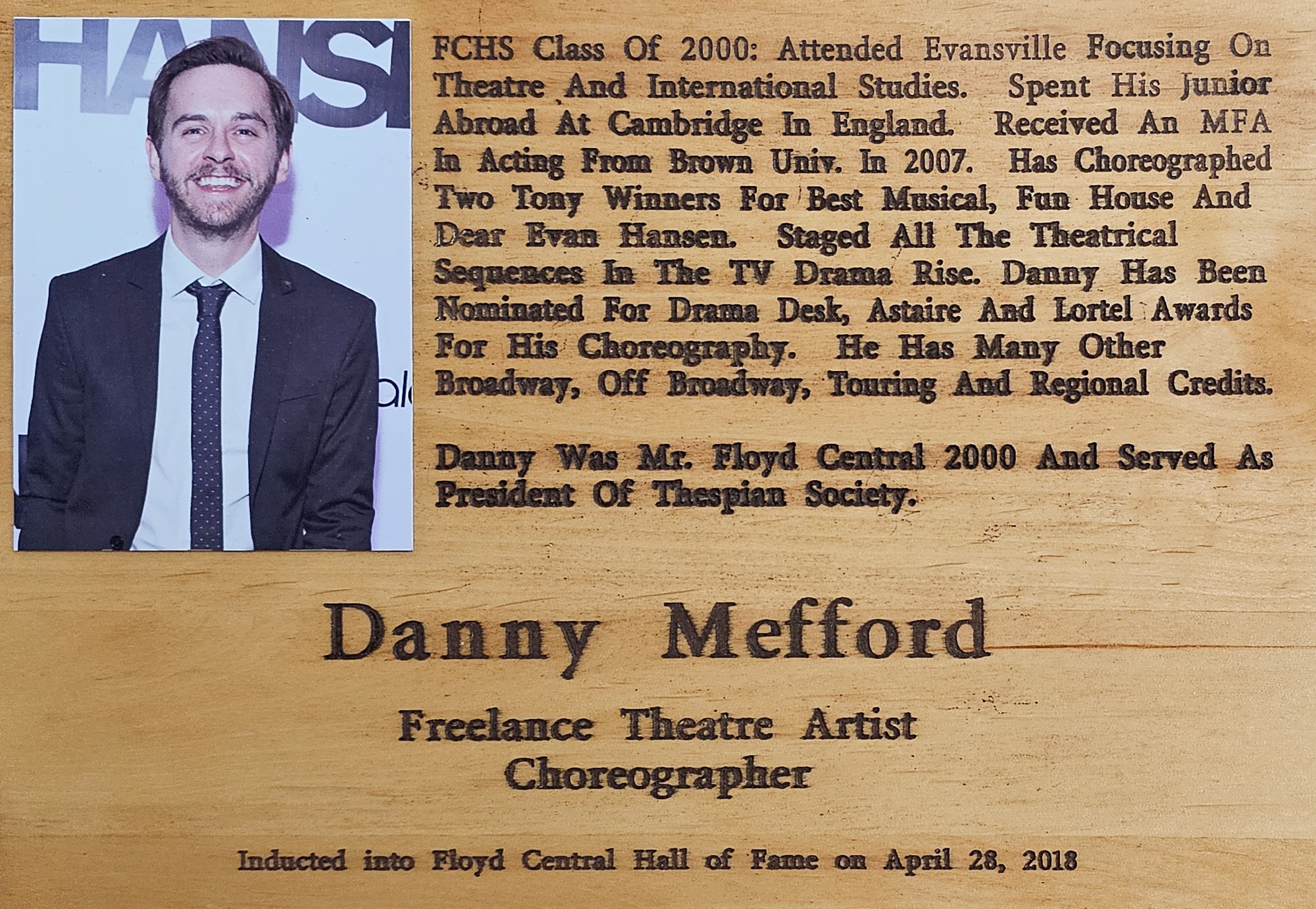 Danny Mefford FCHS Plaque 2018