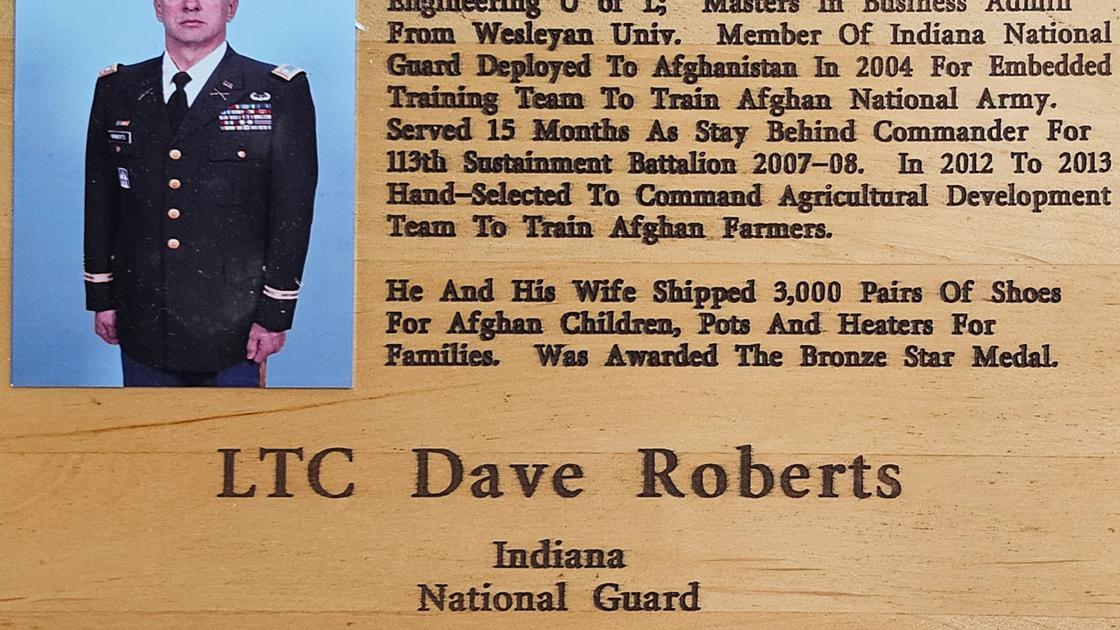 LTC Dace Roberts FCHS Plaque 2015