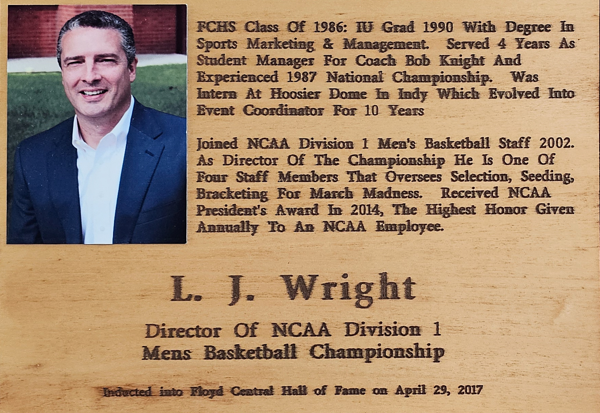 L.J. Wright FCHS Plaque 2017