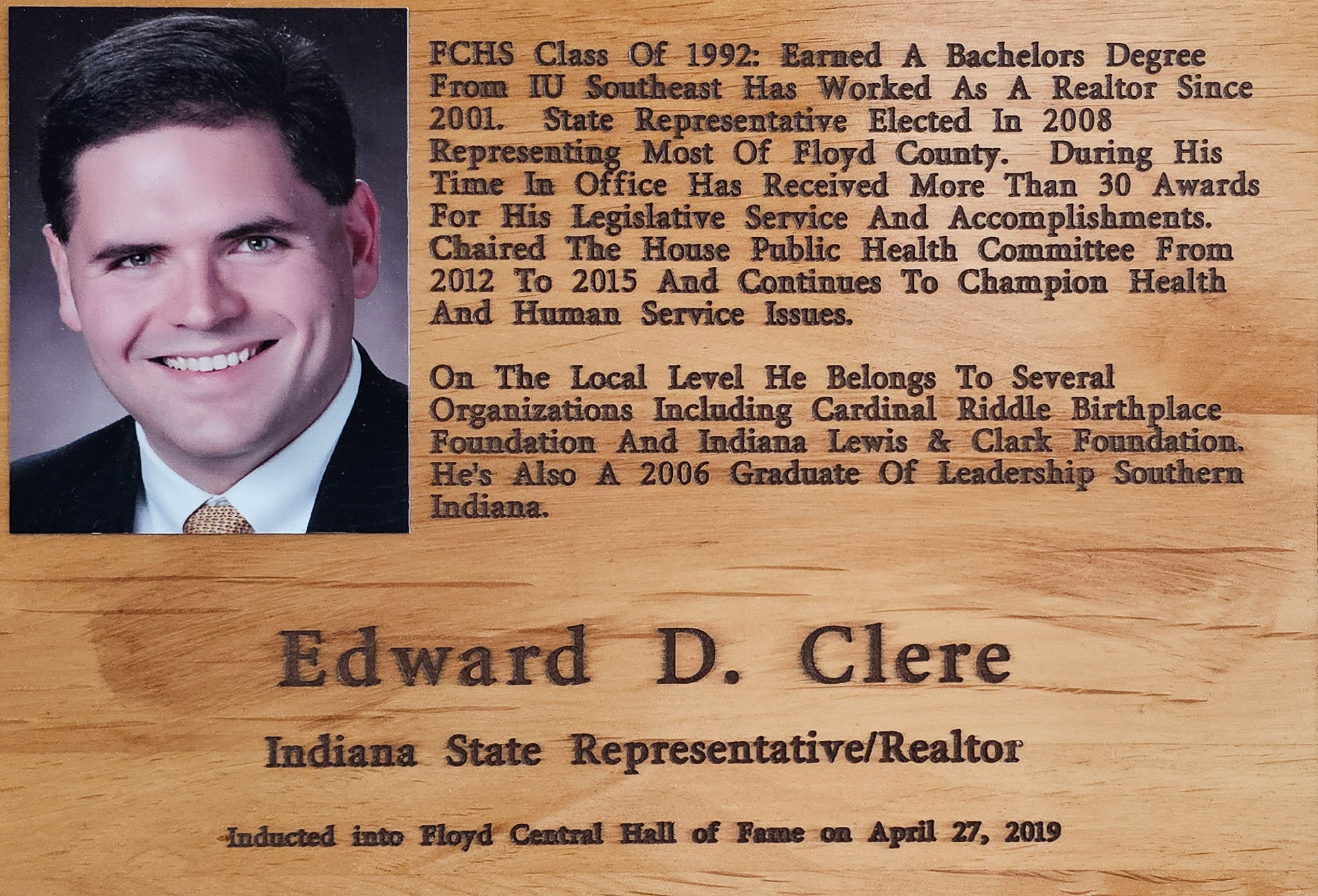Edward D. Clere FCHS Plaque 2019