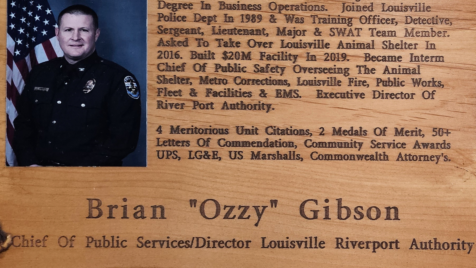 Brian "Ozzy" Gibson FCHS Plaque 2022