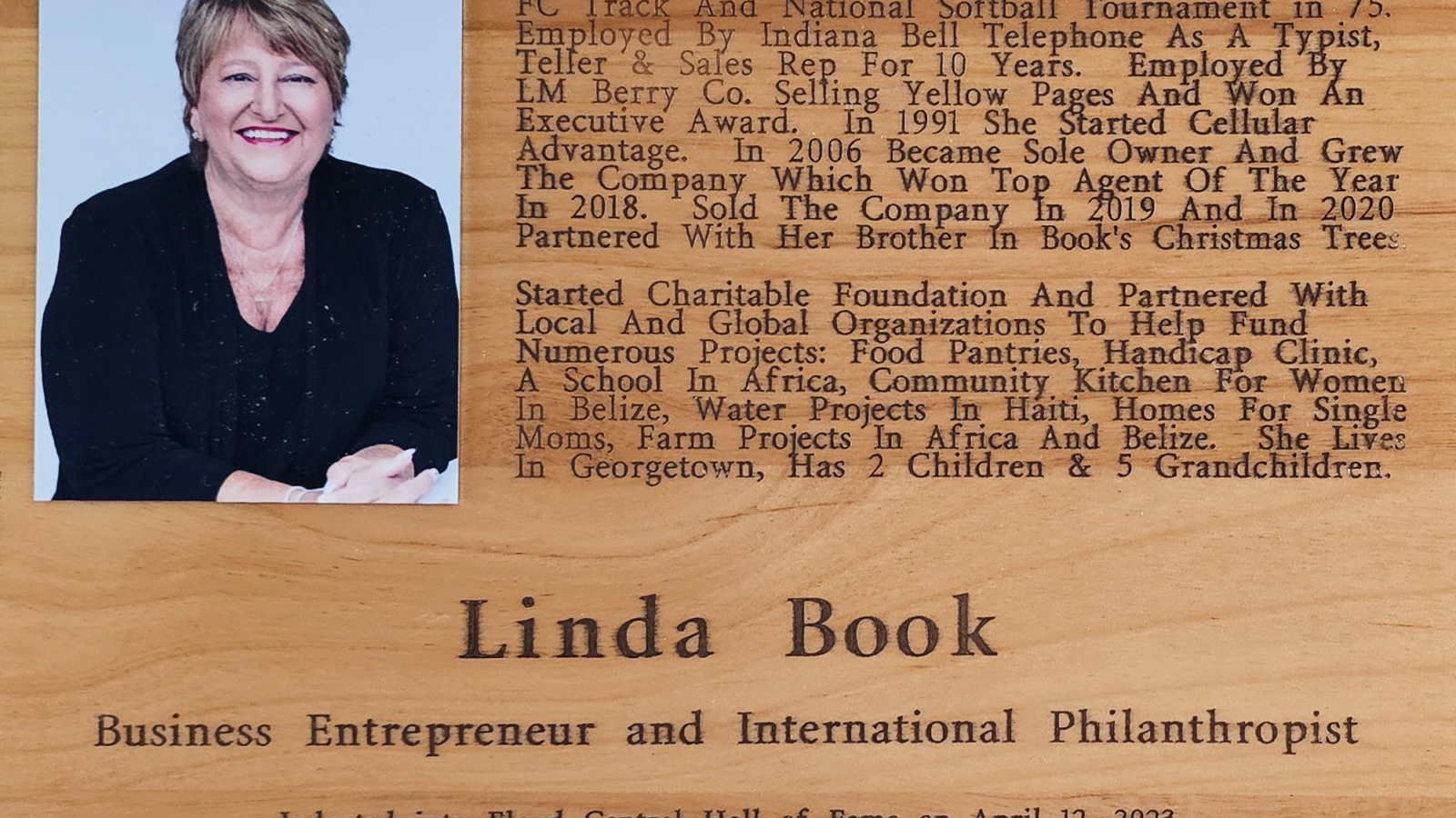 Linda Book FCHS Plaque 2023