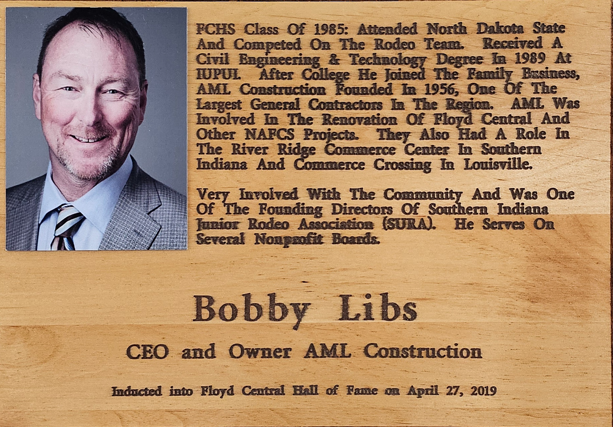 Bobby Libs FCHS Plaque 2019