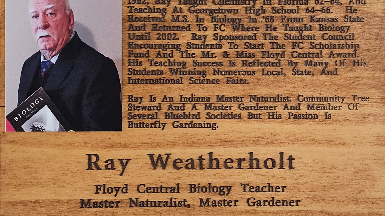 Ray Weatherholt FCHS Plaque 2016