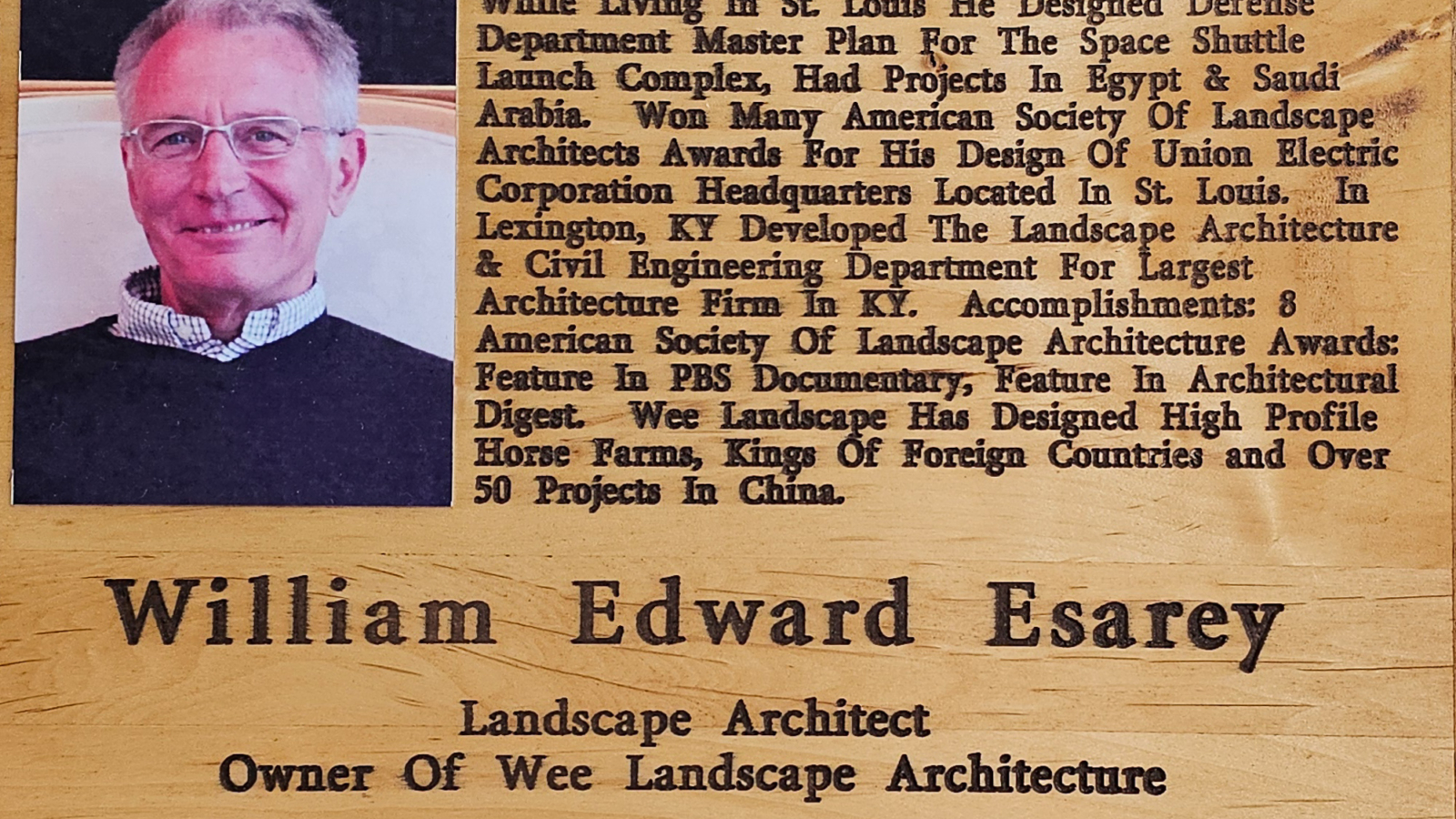 William Edward Esarey FCHS Plaque 2014